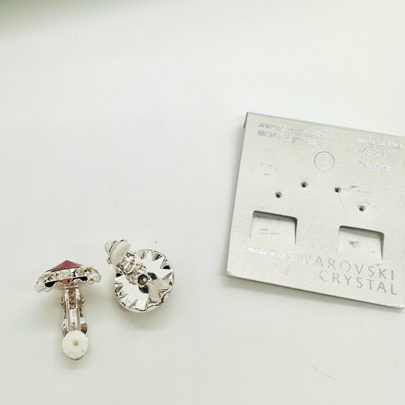 New Red Swarovski Crystal Rhinestone Clip earrings - Picture 7 of 12